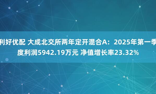 利好优配 大成北交所两年定开混合A：2025年第一季度利润5942.19万元 净值增长率23.32%