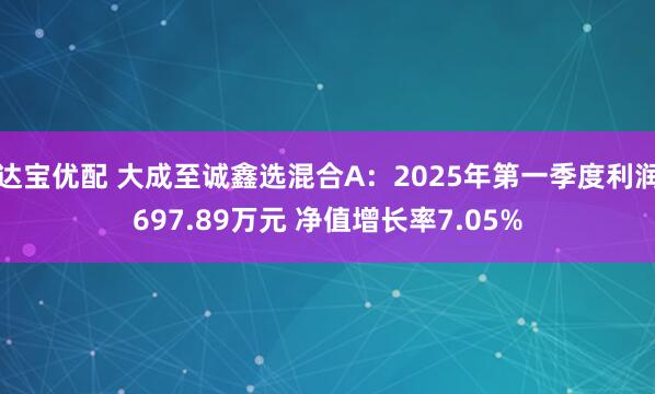 达宝优配 大成至诚鑫选混合A：2025年第一季度利润697.89万元 净值增长率7.05%