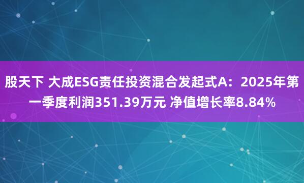 股天下 大成ESG责任投资混合发起式A：2025年第一季度利润351.39万元 净值增长率8.84%